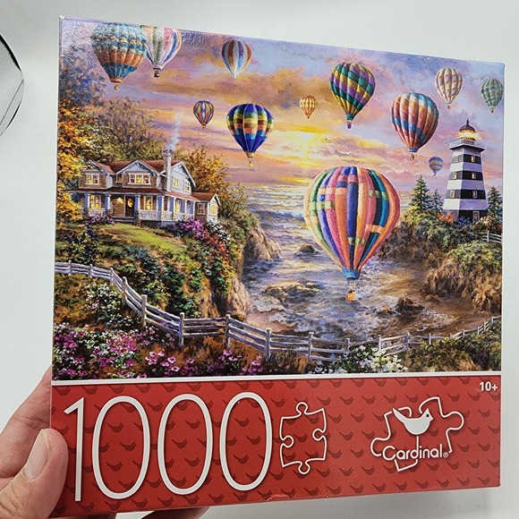 Cardinal 1000 piece new sealed hot air balloon lighthouse country scene puzzle - Picture 8 of 10